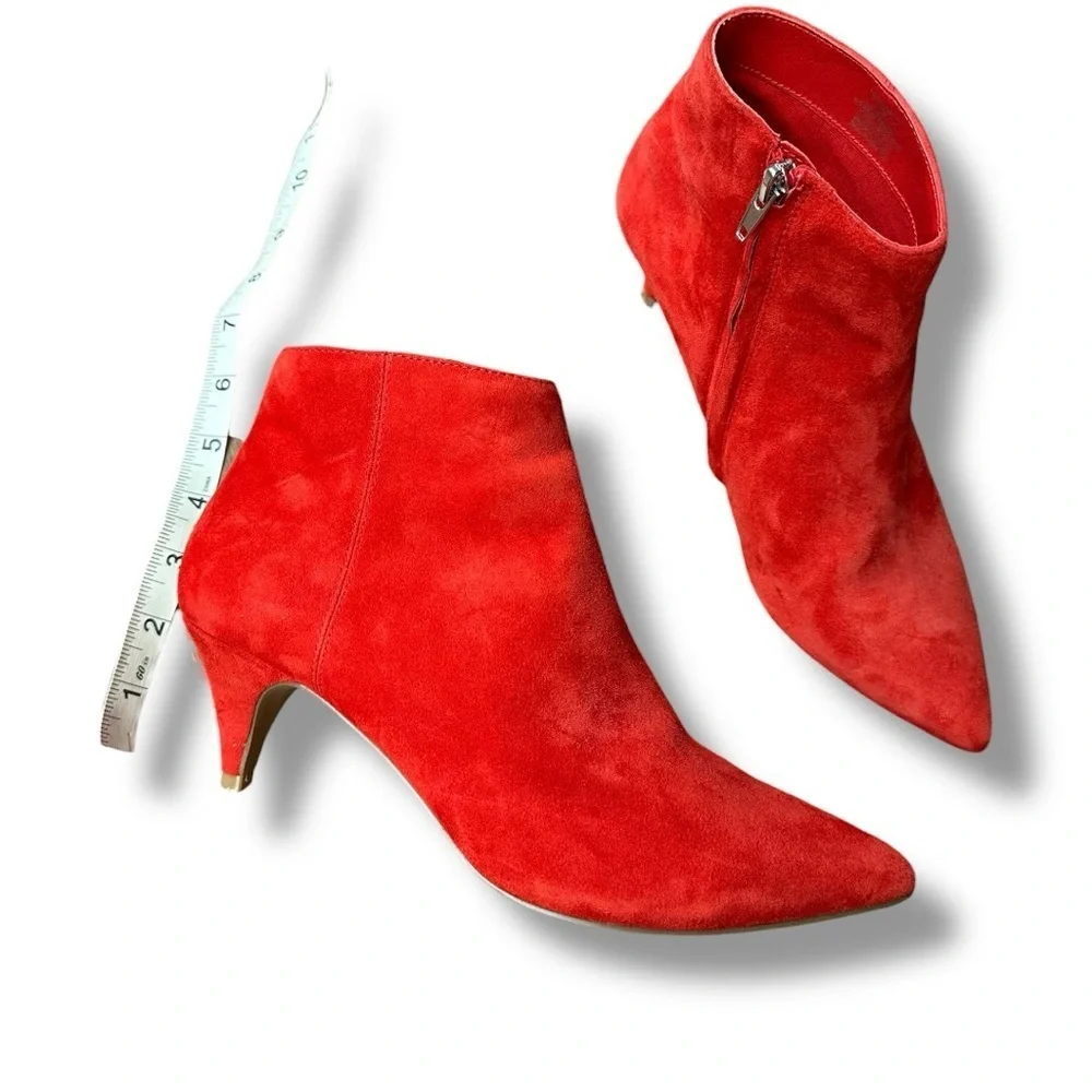 Steve Madden Kasey Red Suede Leather Kitten Heel Ankle Booties | Size 8.5